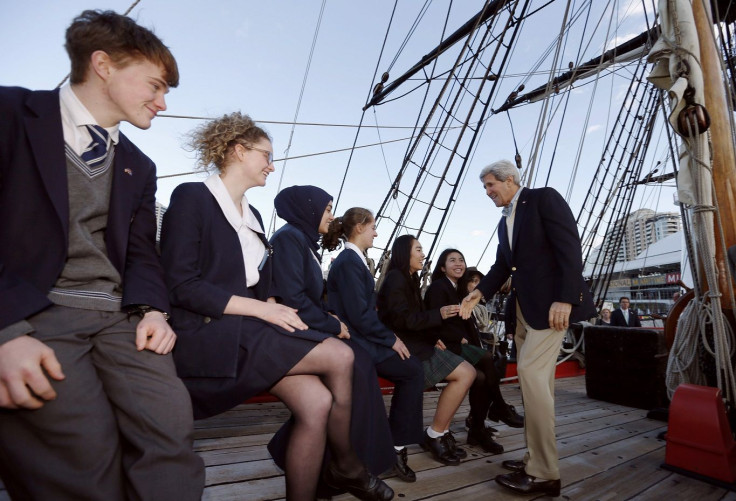 U.S. Secretary of State John Kerry meets students from several Sydney high schools