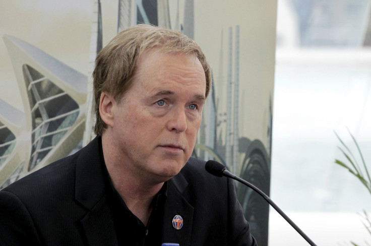 Director Brad Bird talks to the media during a news conference at the City Of Arts and Sciences ahead of the premiere of the movie "Tomorrowland" in Valencia, Spain, May 19, 2015. 
