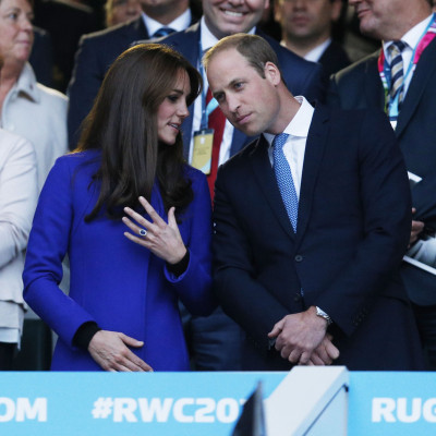 [08:02] Britain's Prince William and Catherine, Duchess of Cambridge watch the opening ceremony of Rugby World Cup 2015 