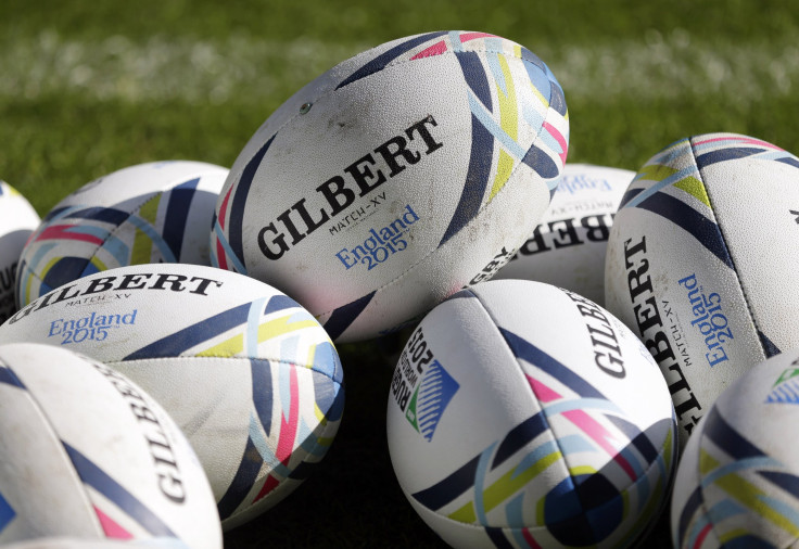 General view of rugby balls.