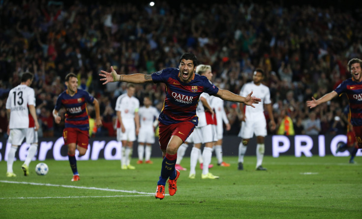Luis Suarez celebrates his goal.