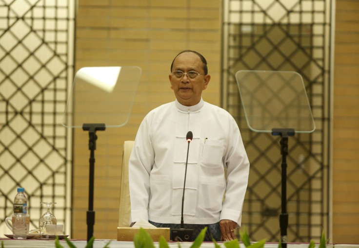 Myanmar's President Thein Sein gives an opening speech at a meeting with ethnic rebel groups to discuss a nationwide ceasefire agreement in Naypyitaw September 9, 2015.