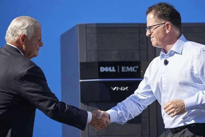 EMC CEO Joe Tucci and Dell CEO Michael Dell
