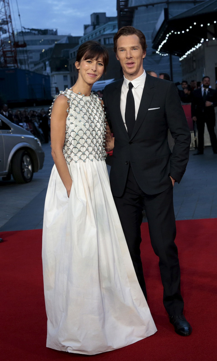 [10:18] Cast member Benedict Cumberbatch and his wife Sophie Hunter arrive for the British premiere of the film 'Black Mass' in London
