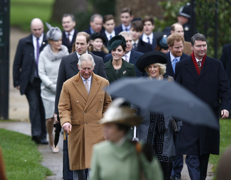 Britain's Prince Charles and his wife Camilla arrive ahead of Prince William and Kate, and other members of the royal family, to attend the Christmas Day service 
