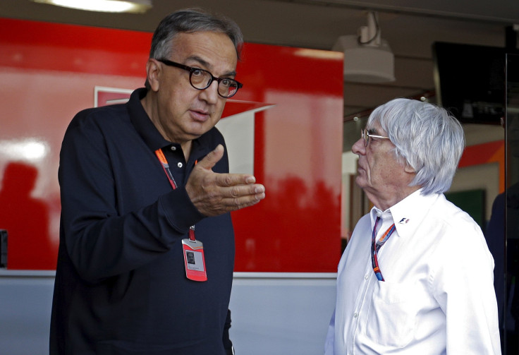 Marchionne talks with Formula One supremo Ecclestone during the Italian F1 Grand Prix