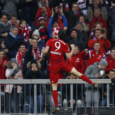 Bayern Munich's Robert Lewandowski celebrates 