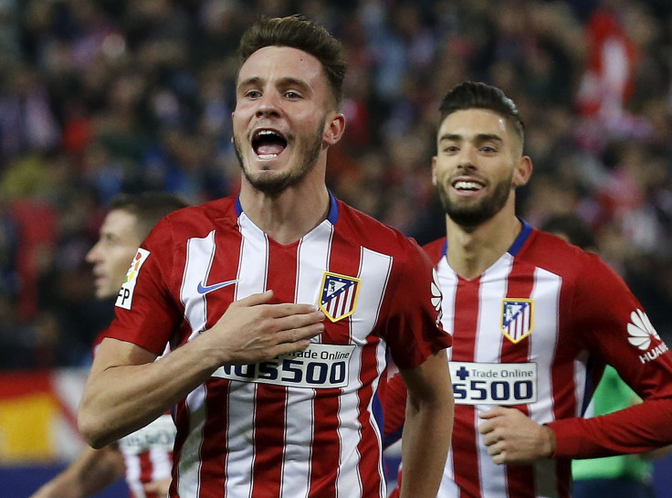 Atletico Madrid's Saul Niguez celebrates his first goal 