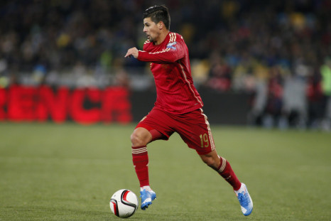 Spain's Nolito controls the ball during the Euro 2016 group C qualifying soccer match against Ukraine 
