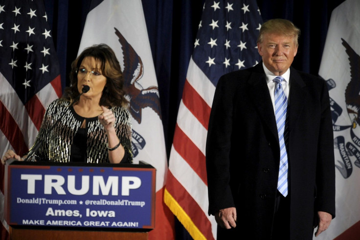 U.S. Republican presidential candidate Donald Trump (R) as Former Alaska Gov. Sarah Palin