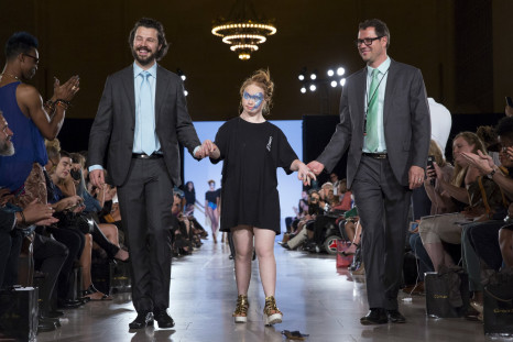 Madeline Stuart, an Australian model with Down Syndrome along with designers Hendrik Vermeulen and JD Meyer-Vermeulen