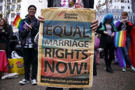 A gay rights activist supporting same-sex marriage