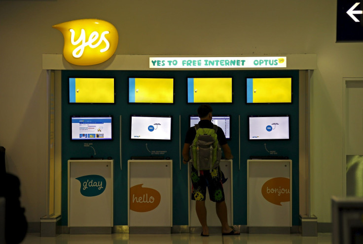 A customer uses an OPTUS internet facility at Sydney International Airport, Australia, November 8, 2015.