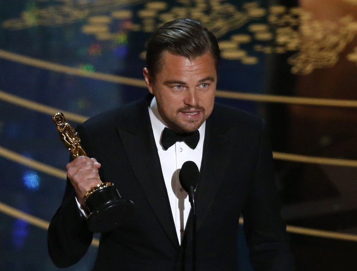 Leonardo DiCaprio holds the Oscar for Best Actor for the movie "The Revenant" at the 88th Academy Awards in Hollywood, California February 28, 2016.
