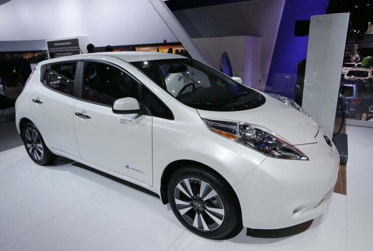 A Nissan Leaf electric car is displayed at the North American International Auto Show in Detroit, January 12, 2016. 