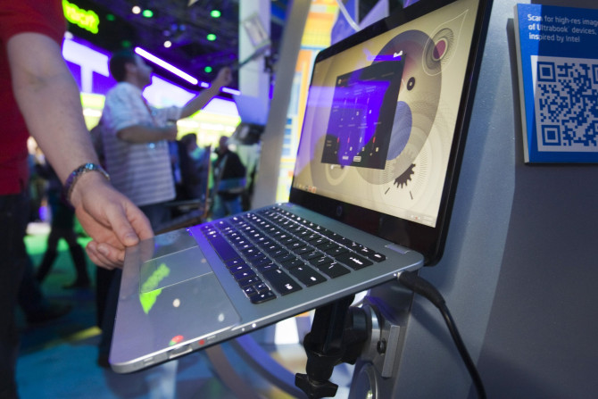 A HP Envy 14 Spectre ultrabook is displayed at the Intel booth during the 2012 International Consumer Electronics Show (CES) in Las Vegas, Nevada, January 12, 2012. 
