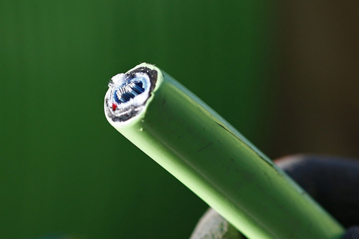 A NBN Co. worker holds a fibre-optic cable used in the National Broadband Network in west Sydney July 11, 2013.