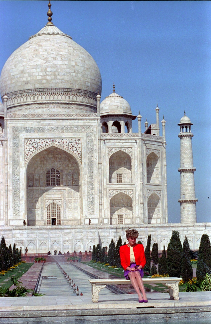 Diana, Princess of Wales, sits in front of the Taj Mahal in Agra city, India during a photo opportunity in this file picture taken February 11, 1992.