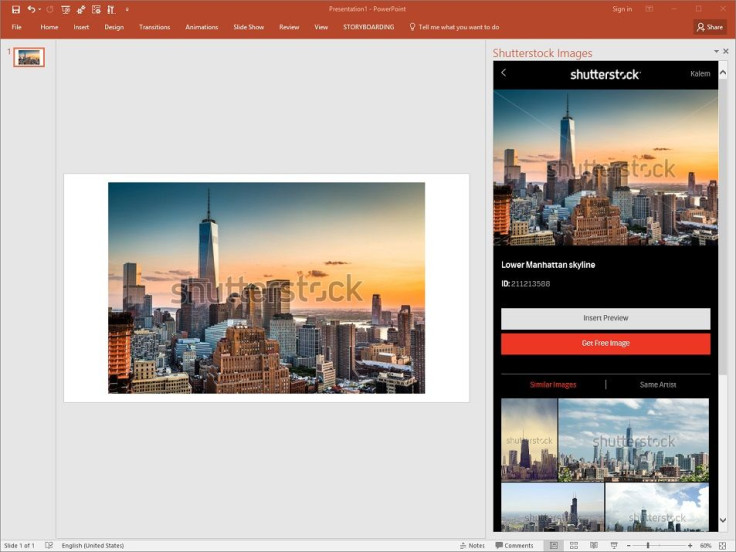 The Shutterstock add-in for Microsoft PowerPoint