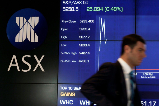 Australia's S&P/ASX 50 Index shows a slight bump during early trading as votes are counted in Britain's EU referendum at the Australian Stock Exchange in Sydney, Australia, June 24, 2016.