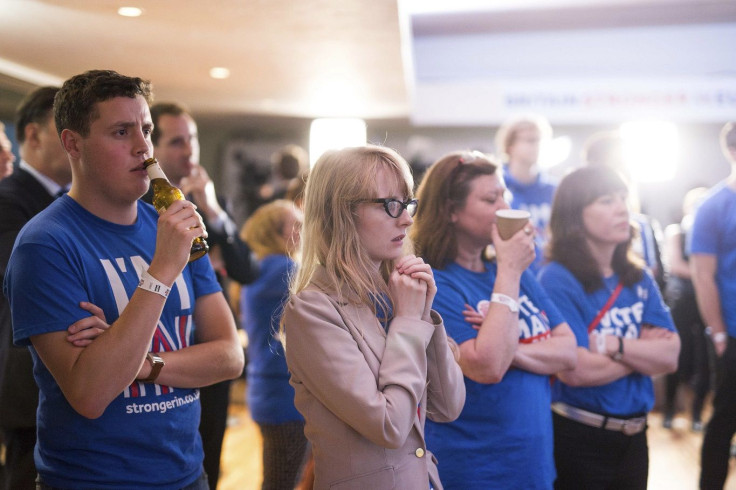 Supporters of the Stronger In Campaign react as results of the EU referendum are announced at the Royal Festival Hall, in London, Britain June 24, 2016.