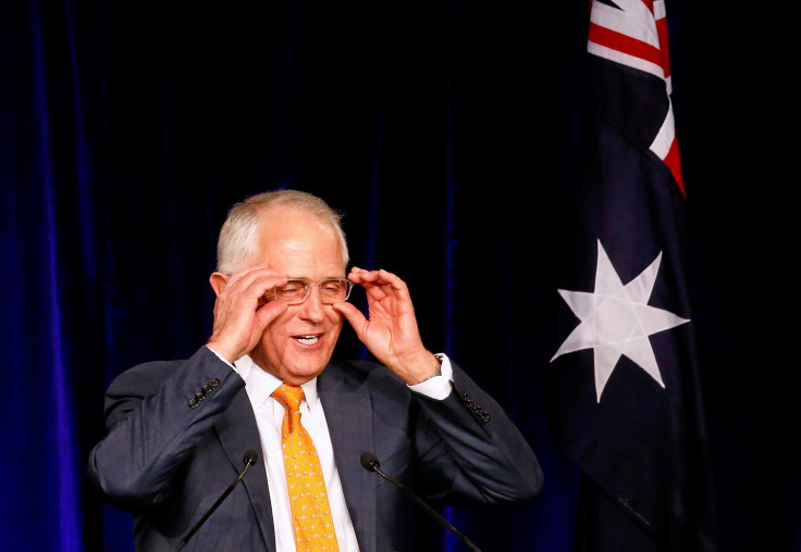 Australian Prime Minister Malcolm Turnbull reacts as he speaks during an official function for the Liberal Party during the Australian general election in Sydney, Australia, July 3, 2016.