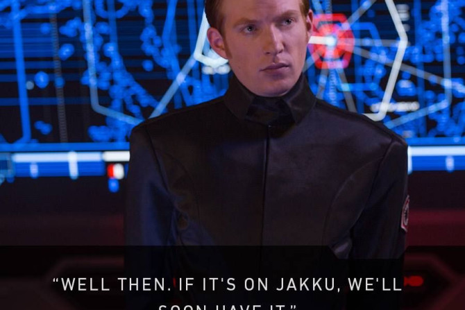 A picture of Domhnall Gleeson as General Hux in "Star Wars: The Force Awakens."