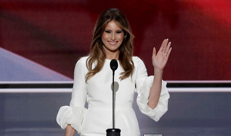 Melania Trump, wife of Republican U.S. presidential candidate Donald Trump, waves as she arrives to speak at the Republican National Convention in Cleveland, Ohio, U.S. July 18, 2016.