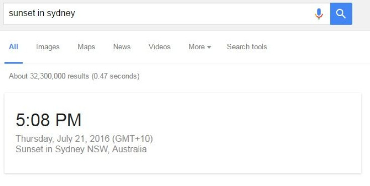 Google "sunset in Sydney"