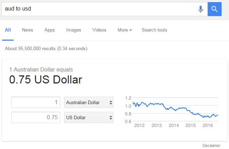 Convert currencies using Google