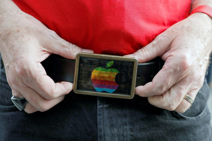 An attendee shows off his belt buckle outside Apple Inc.'s 2016 Worldwide Developers Conference in San Francisco, California, U.S., June 13, 2016.