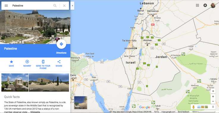 Palestine on Google Maps