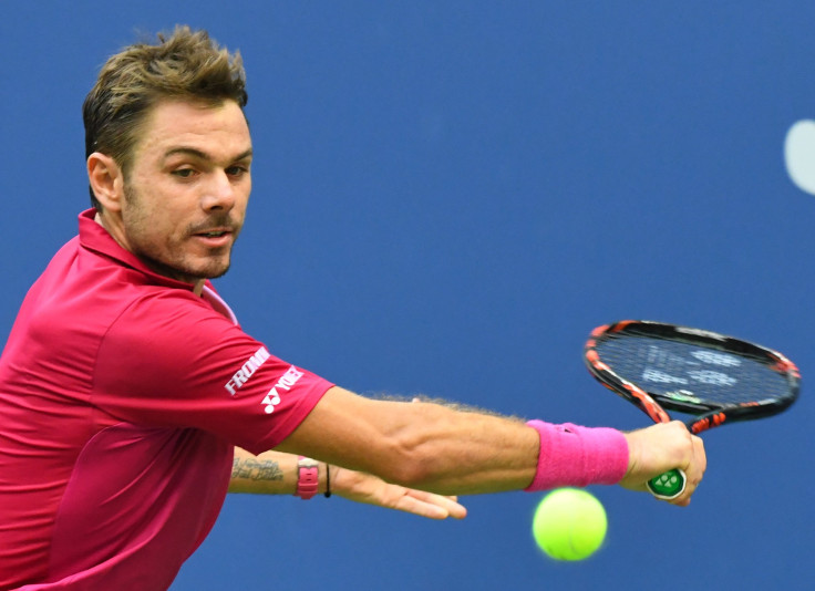 2016 U.S. Open tennis tournament: Stan Wawrinka of Switzerland hits to Novak Djokovic of Serbia--RTSN9SG