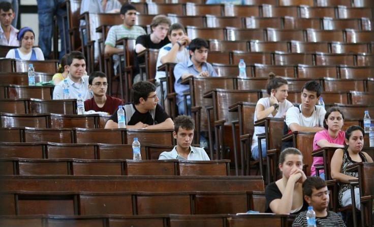 Youth take their seats in an amphitheatre prior to an exam at Istanbul University June 17, 2007.