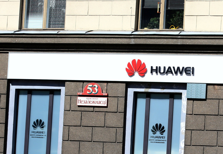 The Huawei logo in Minsk.