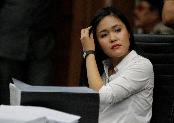 Jessica Kumala Wongso, who is accused of poisoning her friend's coffee with cyanide, reacts during her trial at the Central Jakarta Court in Jakarta, Indonesia, July 12, 2016.