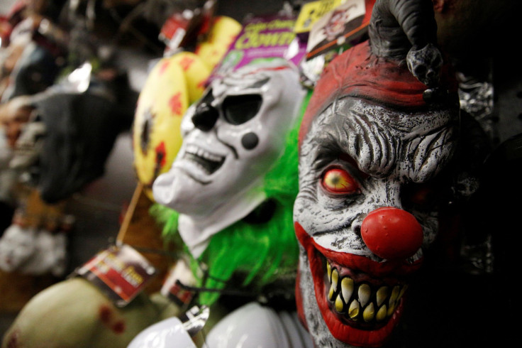 Creepy clown masks are displayed at a Halloween store in the Brooklyn borough of New York City, U.S. October 20, 2016.