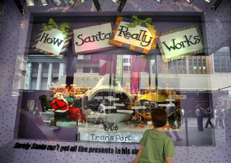 A child looks at a Christmas window display outside a department store in central Melbourne December 4, 2008.