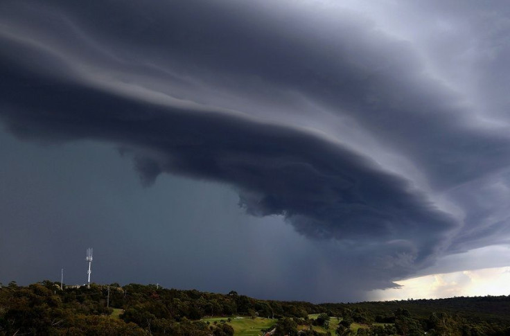 A large storm front crosses over the Sydney suburb of Wakehurst December 5, 2014.