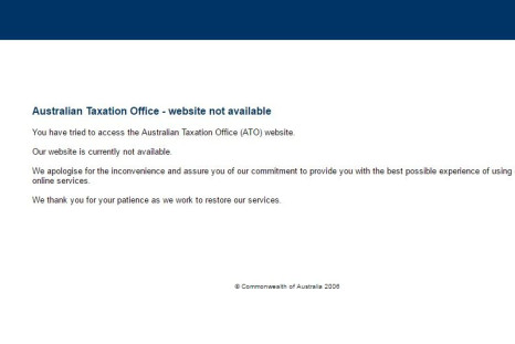 Australian Tax Office website message