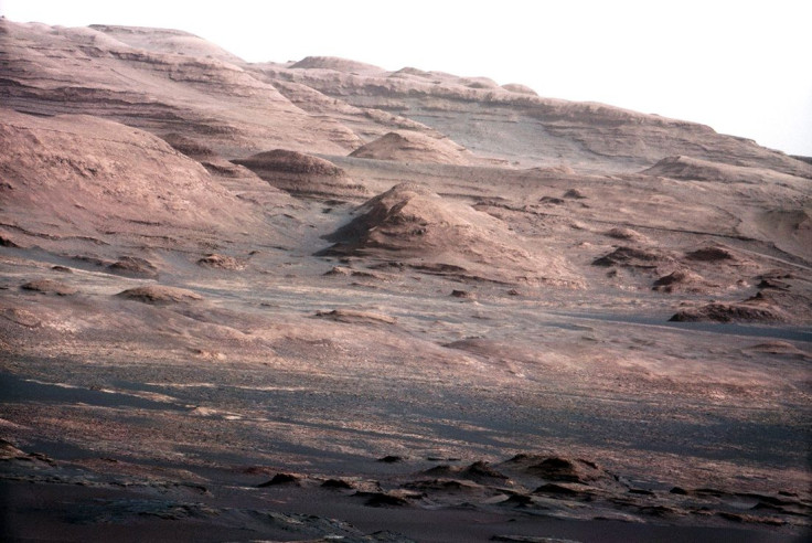 The base of Mars' Mount Sharp -  the rover's eventual science destination  -  is pictured in this August 27, 2012