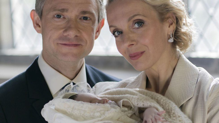 Martin Freeman and Amanda Abbington as John and Mary Watson in "Sherlock"