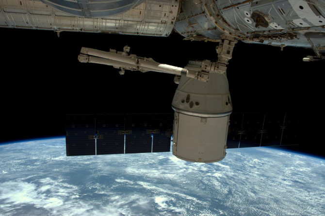 A NASA photo shows a SpaceX Dragon capsule as it is released from the International Space Station