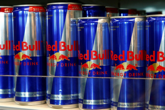 Cans of Red Bull energy drink are offered at a supermarket.