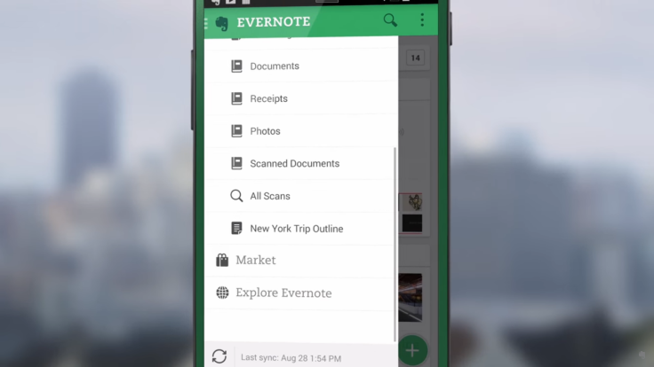 A screenshot of the Evernote application for Android. Image taken from the official Evernote YouTube account.