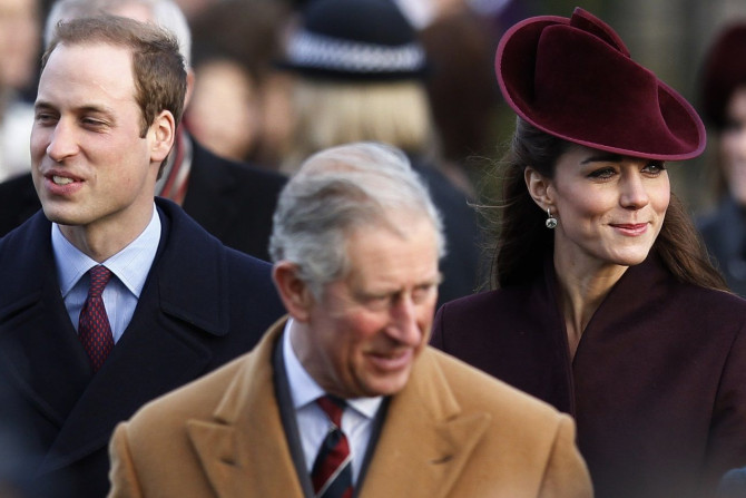 Britain's Prince William, Prince Charles and Catherine, Duchess of Cambridge