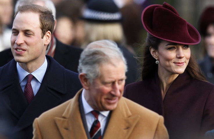 Britain's Prince William, Prince Charles and Catherine, Duchess of Cambridge