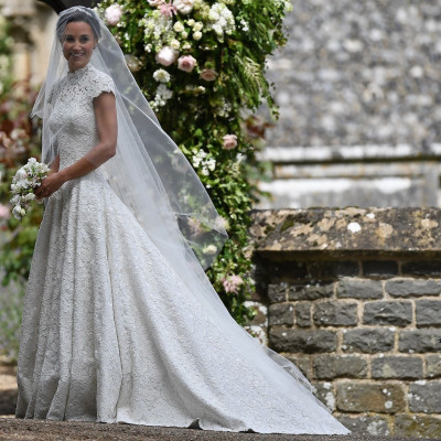Pippa Middleton, the sister of Britain's Catherine, Duchess of Cambridge, arrives for her wedding to James Matthews at St Mark's Church in Englefield, west of London, on May 20, 2017.