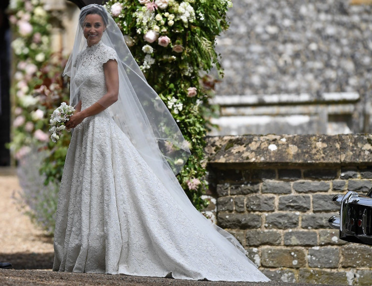 Pippa Middleton, the sister of Britain's Catherine, Duchess of Cambridge, arrives for her wedding to James Matthews at St Mark's Church in Englefield, west of London, on May 20, 2017.