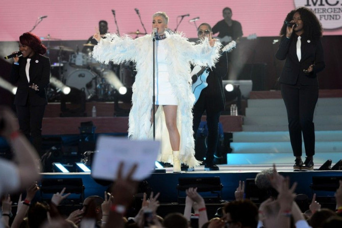 U.S. singer Katy Perry performs during the One Love Manchester benefit concert